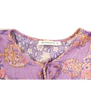 Rusttydustty XL Womens Floral Paisley Boho Long Dress